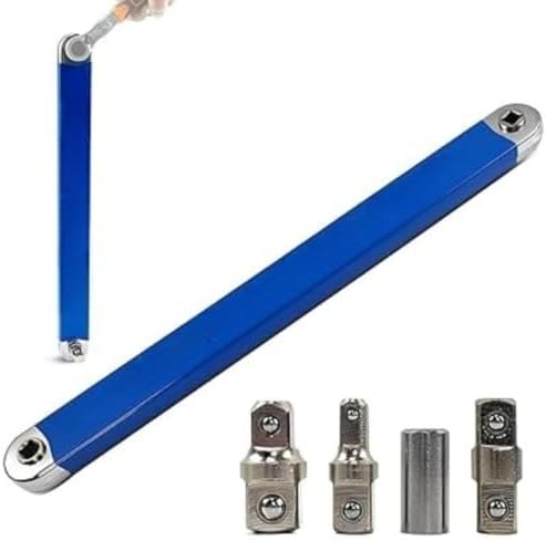 Offset Extension Wrench,Multifunctional Tight Reach Extension Wrench Set With 1/2",1/4" And 3/8" Square Drive Adapters,Wrench Extender Tool