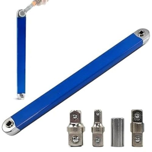Offset Extension Wrench,Multifunctional Tight Reach Extension Wrench Set With 1/2",1/4" And 3/8" Square Drive Adapters,Wrench Extender Tool
