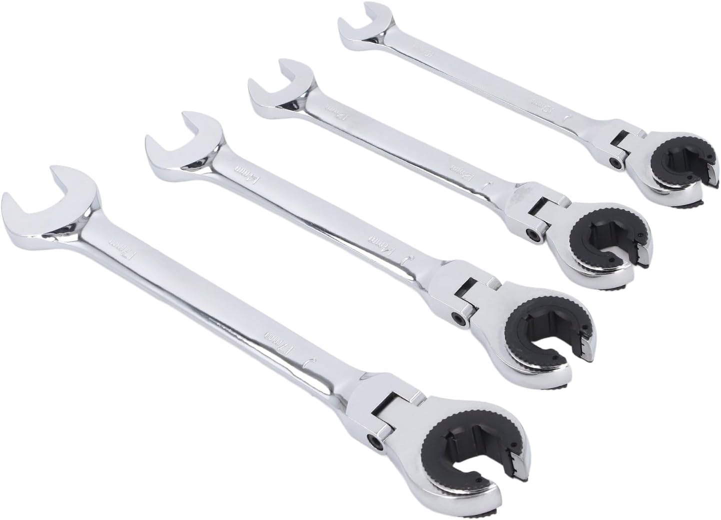 Brake Line Wrench Set, 6 Piece CR V Steel Ratcheting Tubing Wrenches Set, 72-Tooth Gear, 10-17mm, Adjustable Angle Nut Wrenches for Nuts on Fuel, Brake or Air Conditioning Lines