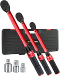 Torque Wrench Set-1/4 20–240 in-LB, 3/8" 5–50 ft-lb,1/2" 10–170 ft-lb with 3 Socket Adapters,±3% Accuracy, Dual Scale, 72-Tooth, Dual-Direction for Car, Bike, Motorcycle Repair Maintenance
