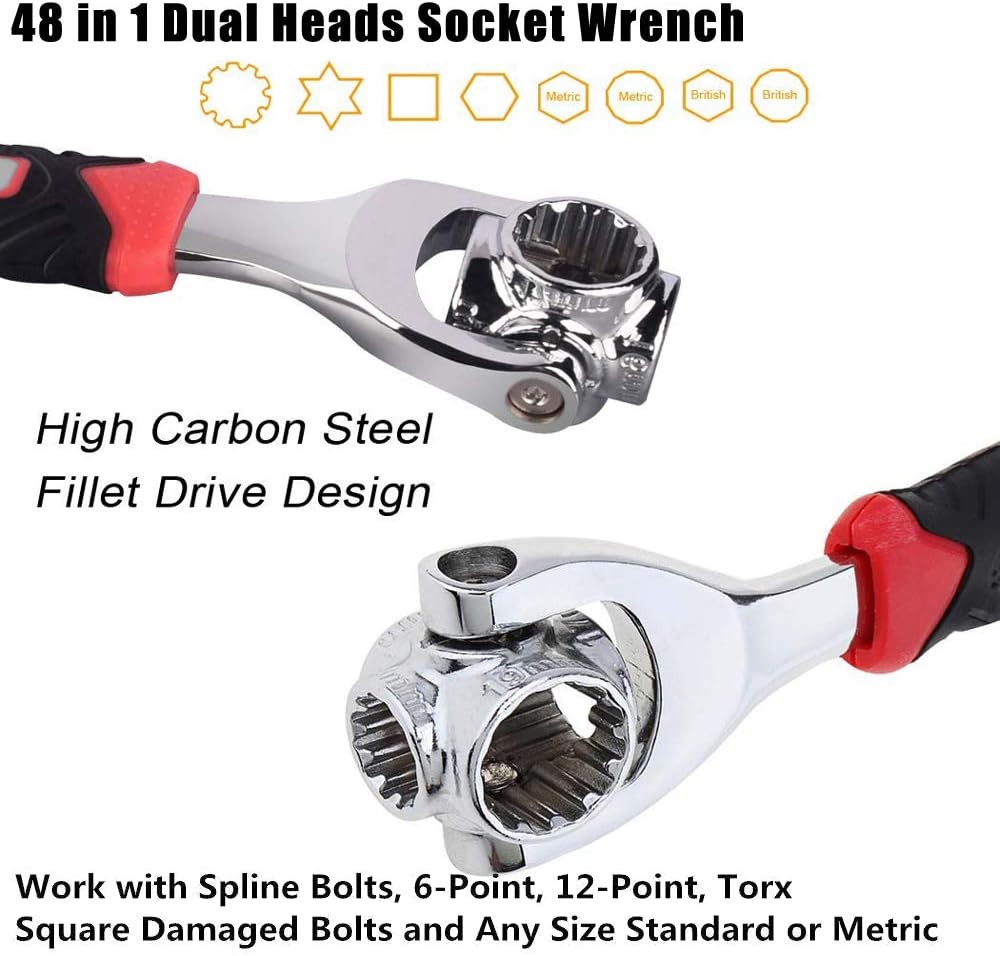 Universal Wrench 52 in 1 Socket Wrench Spanner Tool for Home and Car Repair | iPstyle Universal Wrench 52 in 1 Socket Wrench Tool with 360 Degree Rotating Head, Spanner Tool for Home and Car Repair