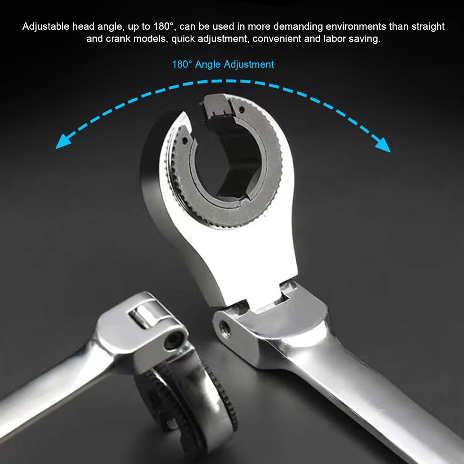 Brake Line Wrench Set, 6 Piece CR V Steel Ratcheting Tubing Wrenches Set, 72-Tooth Gear, 10-17mm, Adjustable Angle Nut Wrenches for Nuts on Fuel, Brake or Air Conditioning Lines