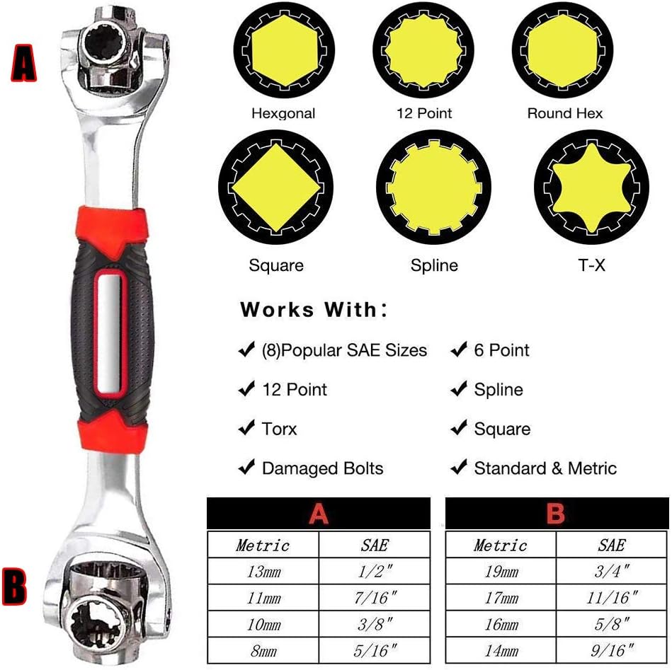 Universal Wrench 52 in 1 Socket Wrench Spanner Tool for Home and Car Repair | iPstyle Universal Wrench 52 in 1 Socket Wrench Tool with 360 Degree Rotating Head, Spanner Tool for Home and Car Repair