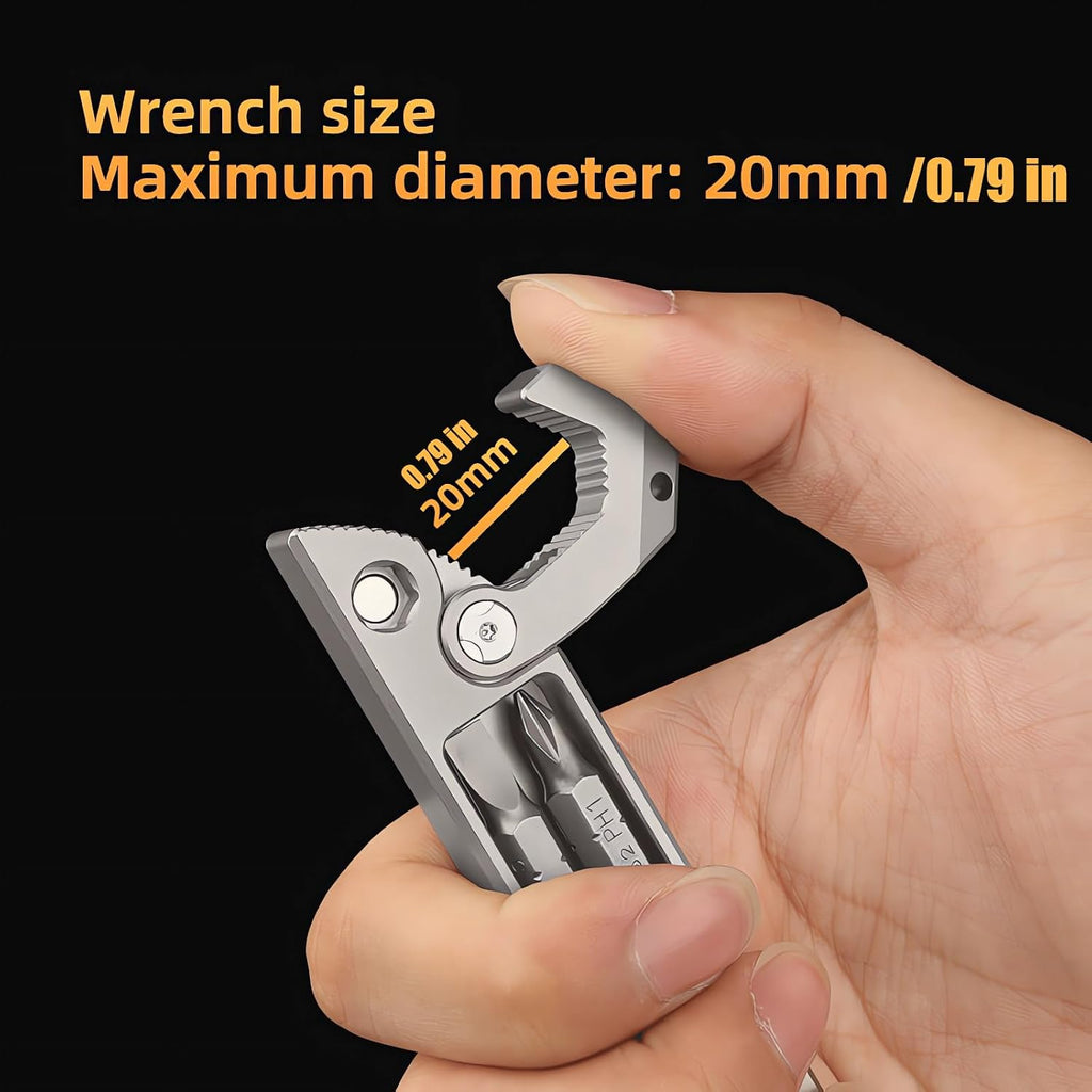 Titanium Pry Bar,Multi-tool,EDC Tool,Versatile Pry Tool,Bottle Opener,Wrench,Ratche screwdriver,Nail puller,Crowbar in One,Compact Versatile Pocket Pry Bar for Everyday Carry