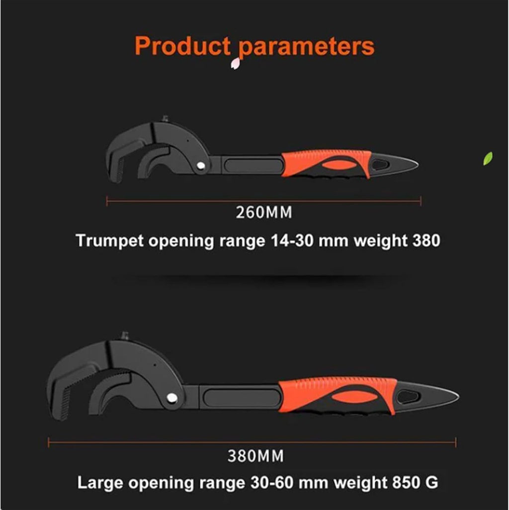 Self Locking Wrench 2 Piece Multifunctional Carbon Steel Spanner | Adjustable Pipe Wrench for Car Toilet Sink Faucet Maintenance Home Repair Auto