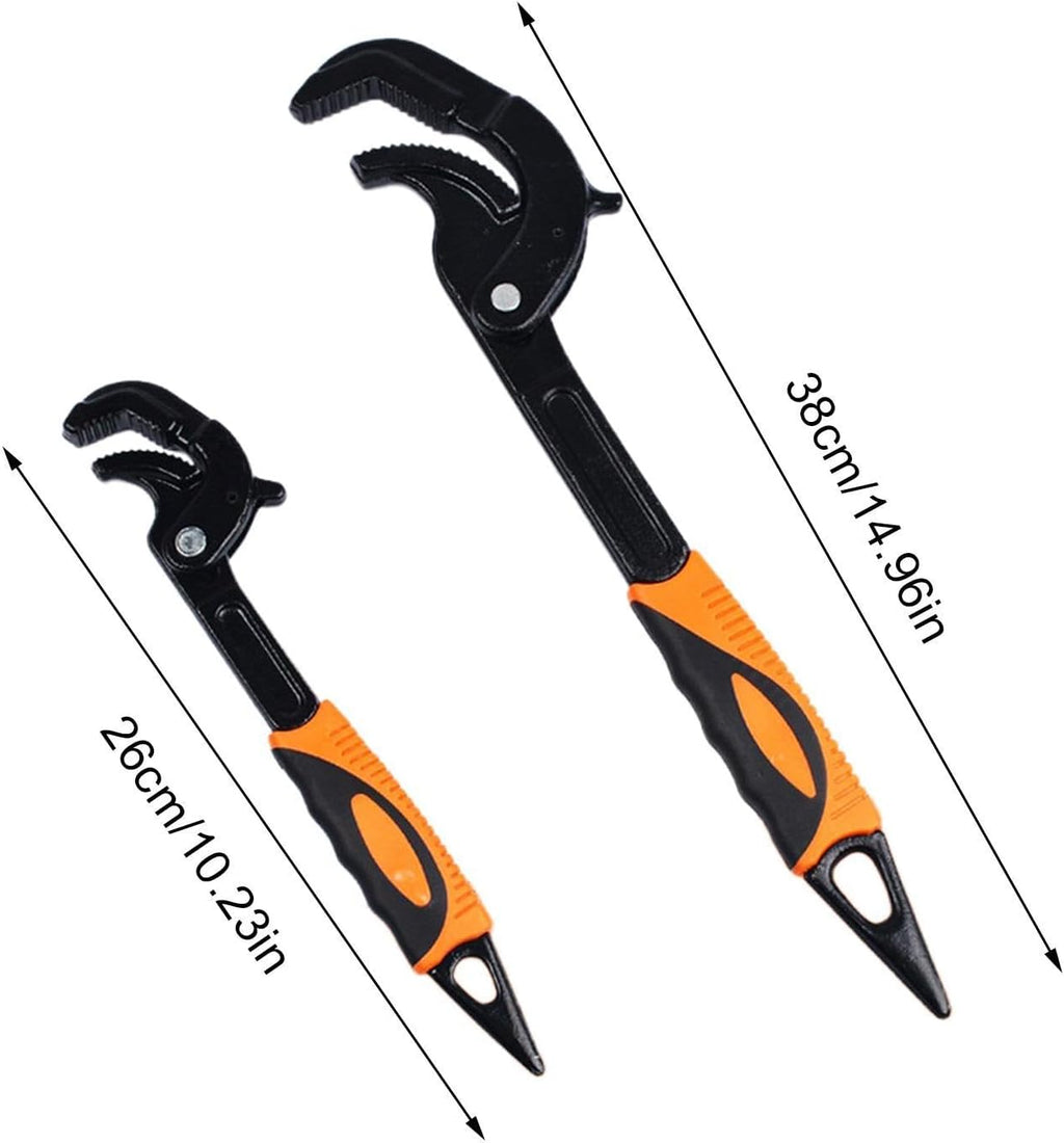 Self Locking Wrench 2 Piece Multifunctional Carbon Steel Spanner | Adjustable Pipe Wrench for Car Toilet Sink Faucet Maintenance Home Repair Auto