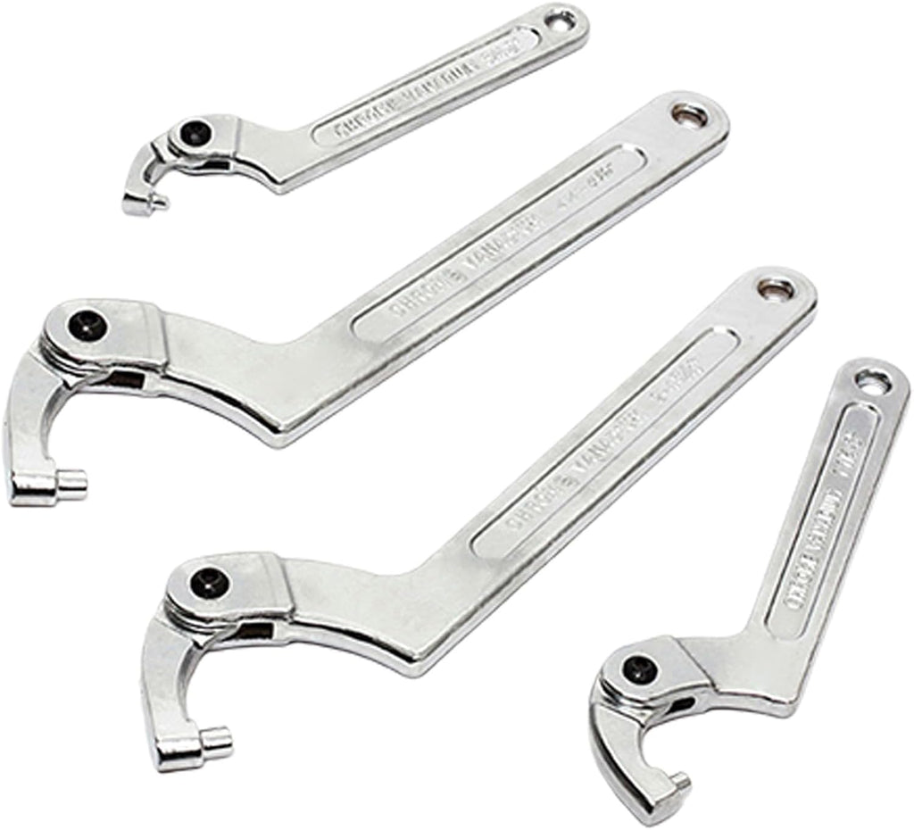 Adjustable Hook Wrench C Type Spanner Water Meter Tool Square/Round Ends Premium Steel Construction For Grooved Nut