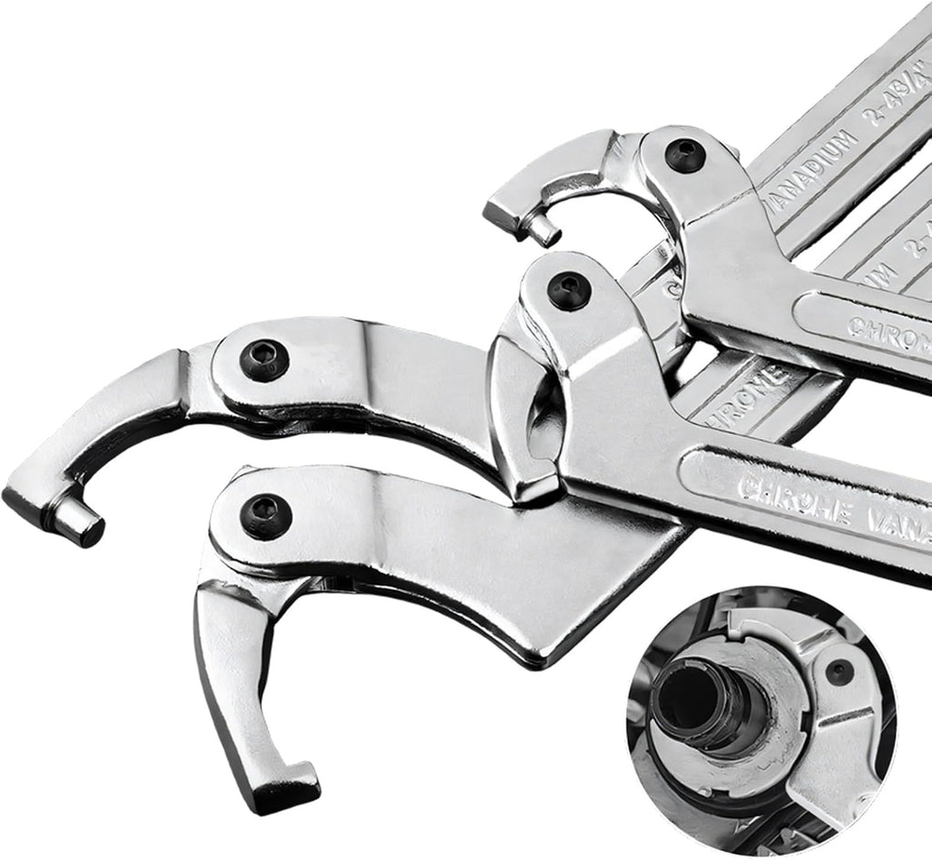 Adjustable Hook Wrench C Type Spanner Water Meter Tool Square/Round Ends Premium Steel Construction For Grooved Nut