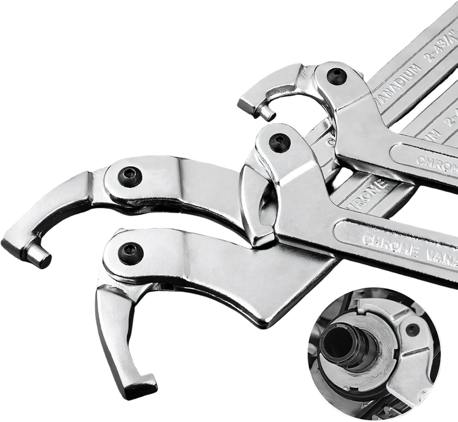 Adjustable Hook Wrench C Type Spanner Water Meter Tool Square/Round Ends Premium Steel Construction For Grooved Nut