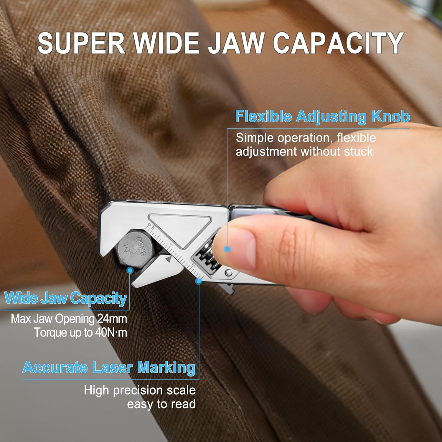 W2 Multi-tool with Adjustable Wrench, 8-in-1 EDC Tool | Wide Jaw Opening Wrench, Multitool pliers, Safety Locking, 9 bits set, Easy to Carry for Cycling, Outdoor, Repairs