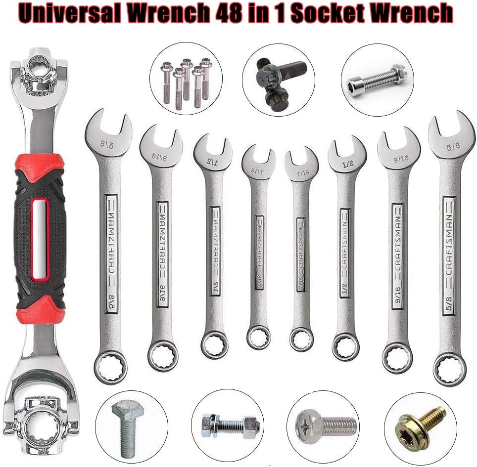 Universal Wrench 52 in 1 Socket Wrench Spanner Tool for Home and Car Repair | iPstyle Universal Wrench 52 in 1 Socket Wrench Tool with 360 Degree Rotating Head, Spanner Tool for Home and Car Repair