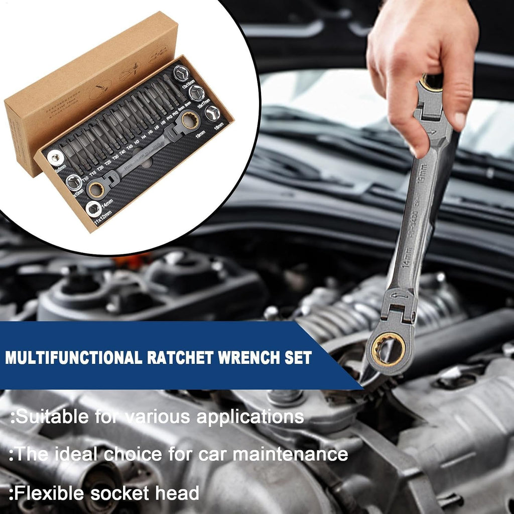 Socket Wrench Set, Professional Wrench Set, Multifunctional DIY Tool, Vehicle Repair Kit for Household Appliances, Furniture and More, Durable Material