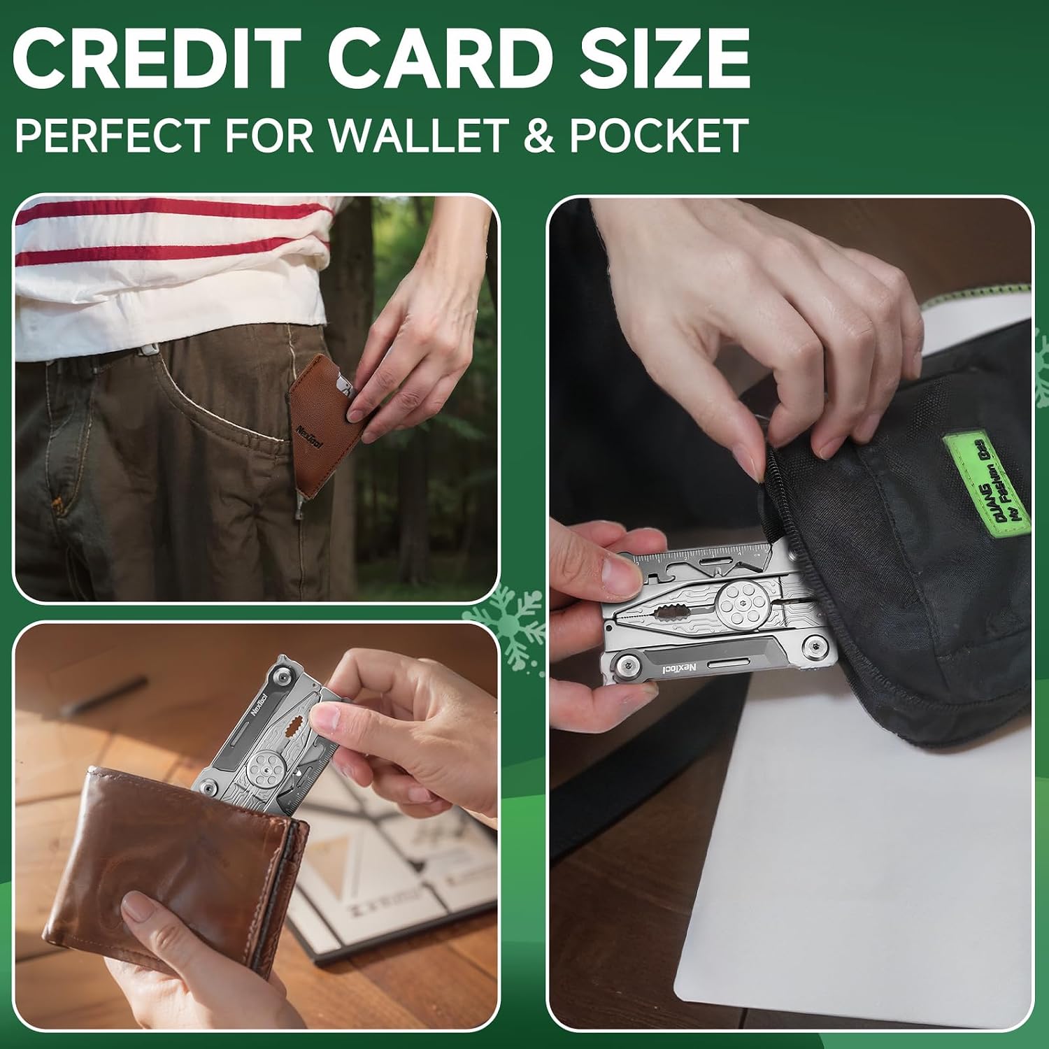 Credit Card Multitool, Silver Blade EDC Tool | 20-in-1 Wallet Tool, Stainless Steel EDC Gear, Knife, Bottle Opener, Hexagon Spanner, Compact, Lightweight, Gifts for Men