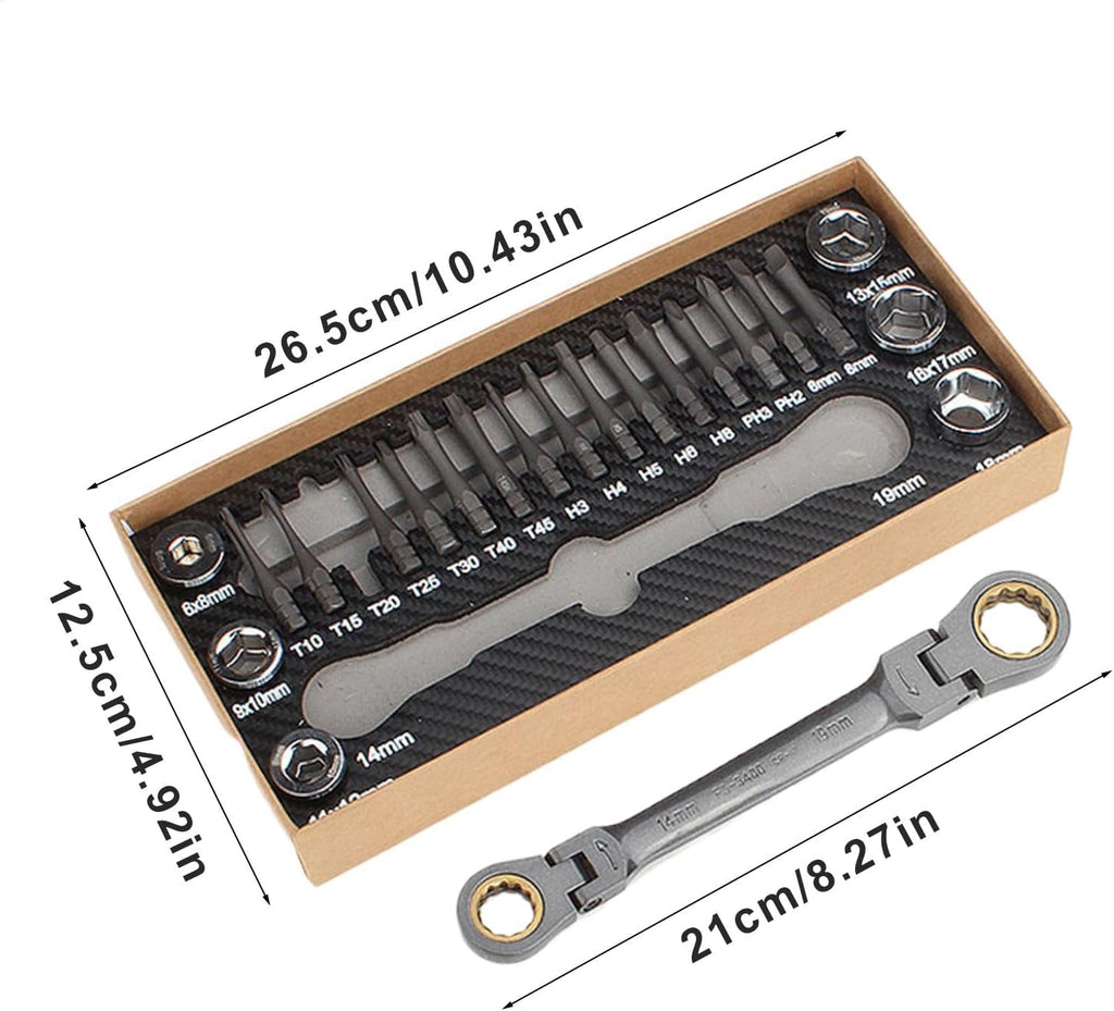 Socket Wrench Set, Professional Wrench Set, Multifunctional DIY Tool, Vehicle Repair Kit for Household Appliances, Furniture and More, Durable Material