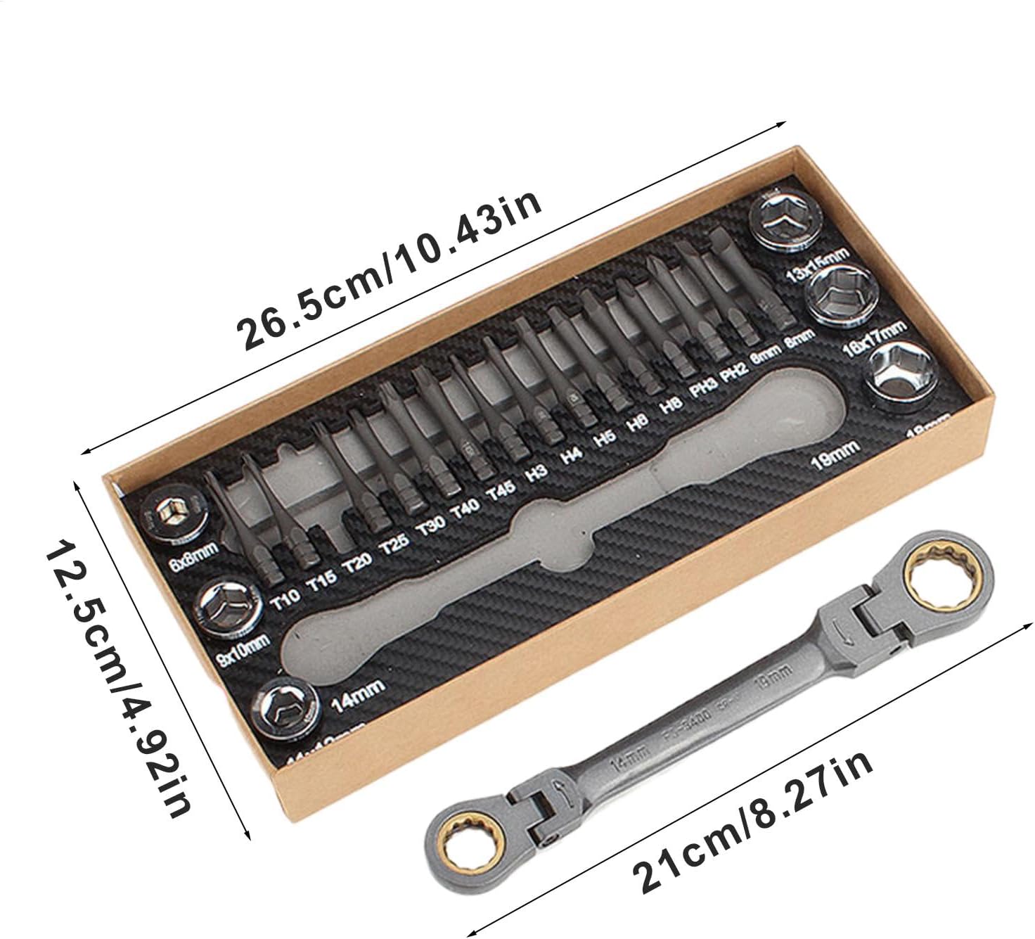 Socket Wrench Set, Professional Wrench Set, Multifunctional DIY Tool, Vehicle Repair Kit for Household Appliances, Furniture and More, Durable Material