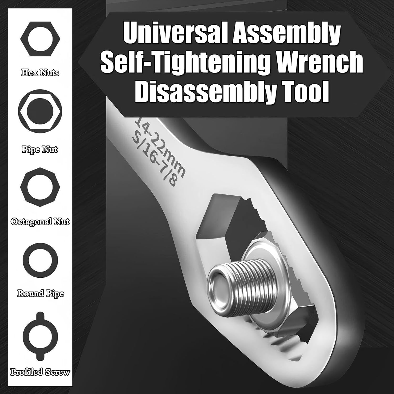 Universal Wrench - 4-Pack 3-22mm Steel Self Adjusting Wrench Kit