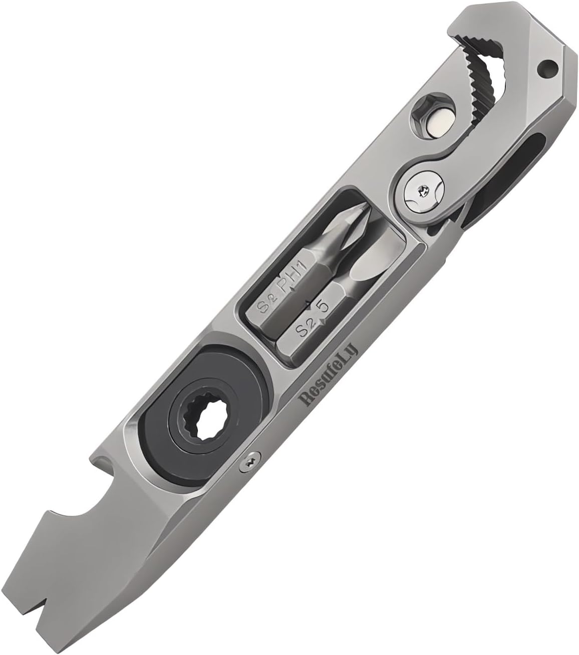 Titanium Pry Bar,Multi-tool,EDC Tool,Versatile Pry Tool,Bottle Opener,Wrench,Ratche screwdriver,Nail puller,Crowbar in One,Compact Versatile Pocket Pry Bar for Everyday Carry