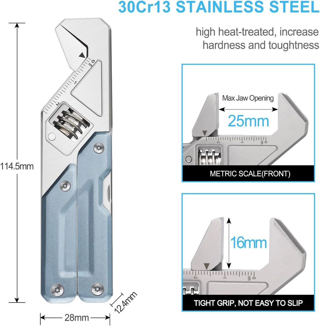W2 Multi-tool with Adjustable Wrench, 8-in-1 EDC Tool | Wide Jaw Opening Wrench, Multitool pliers, Safety Locking, 9 bits set, Easy to Carry for Cycling, Outdoor, Repairs