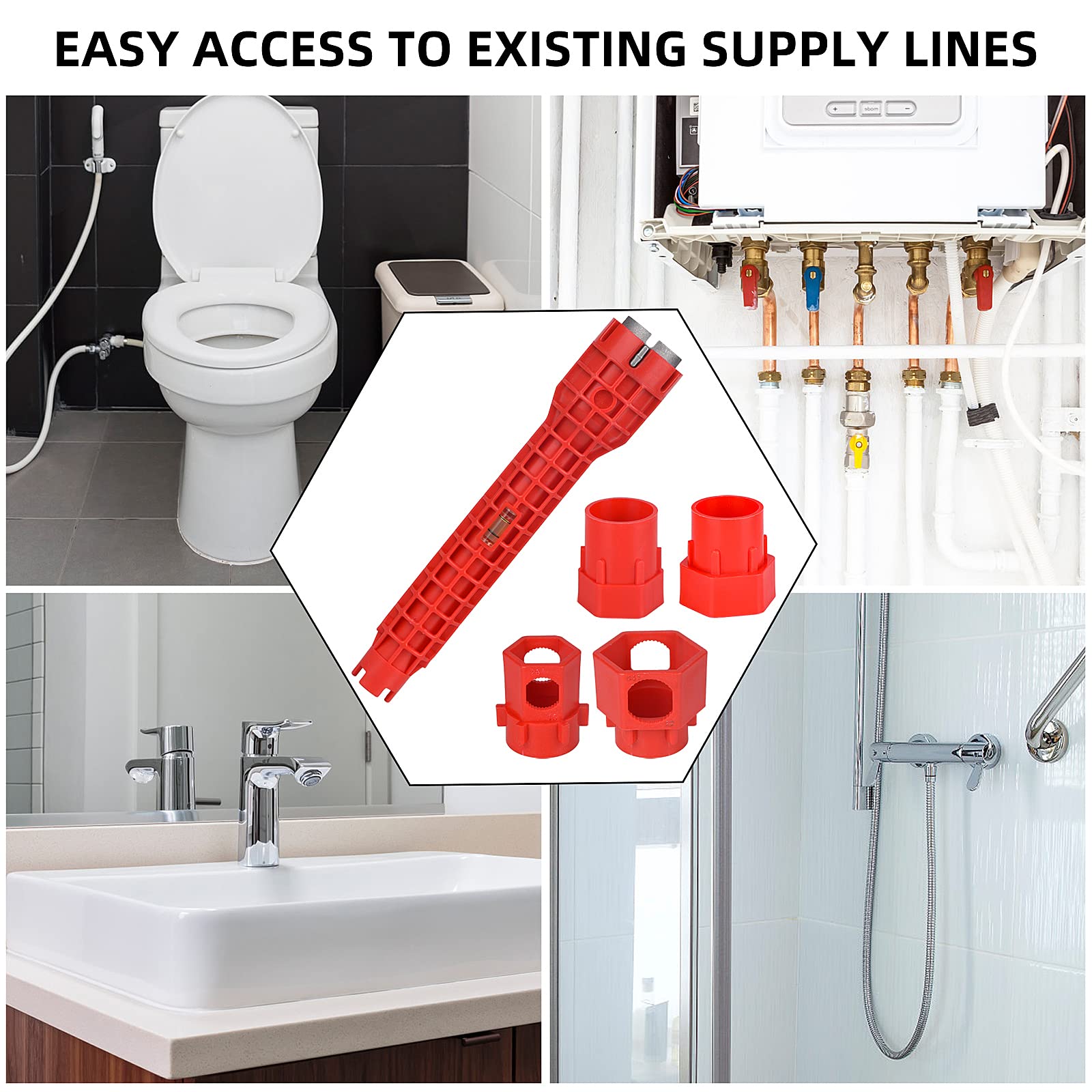 14-in-1 Multi-functional Faucet and Sink Wrench - Plumbing Wrench Installer | Wrench for Toilet, Sink, Bathroom, Kitchen Plumbing Installation and Repairs, Designed for Tight Spaces